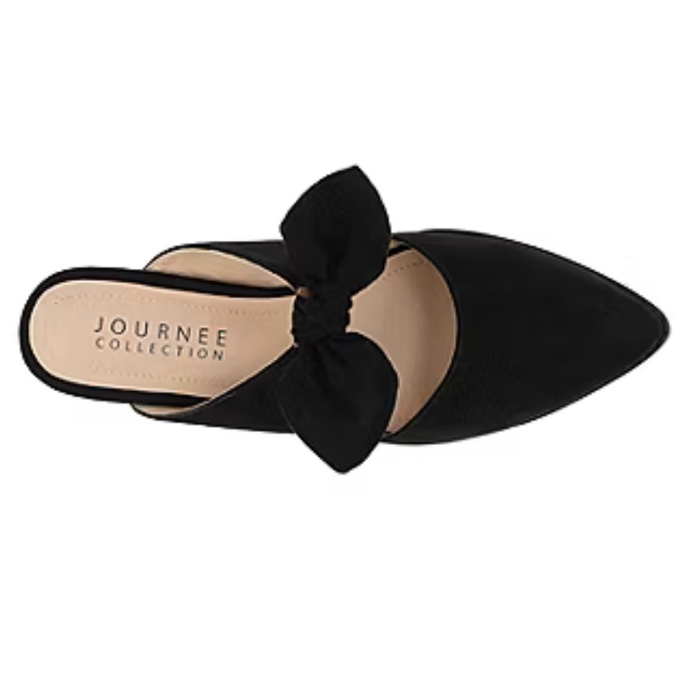Journee Collection Black Bow Mules Size 8